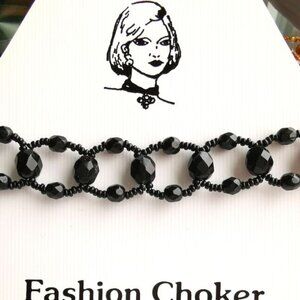 New Jet Black Crystal Choker Necklace